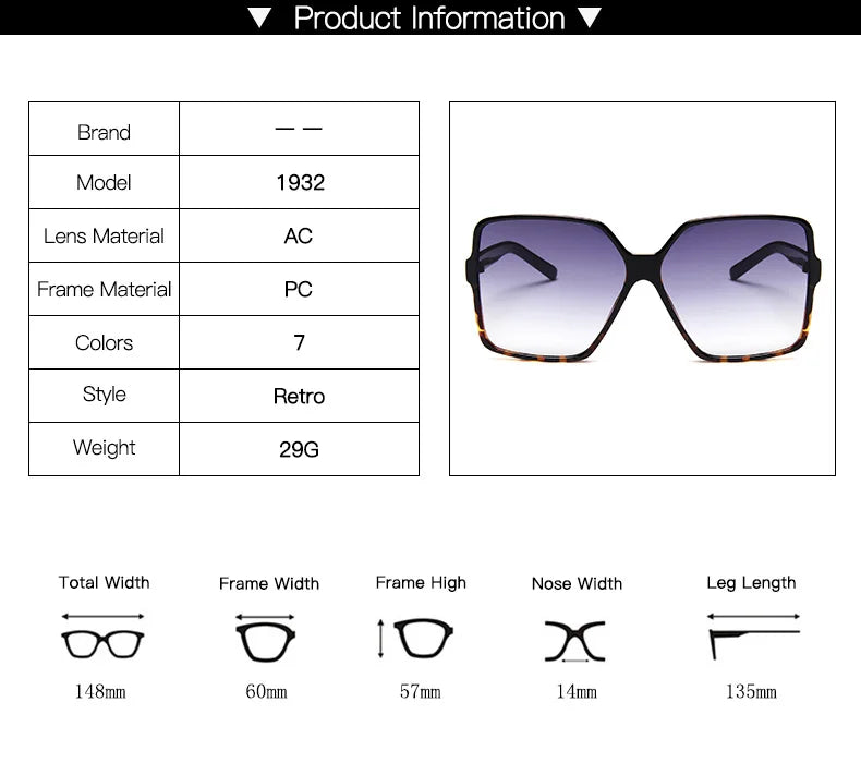 Women Oversized Sunglasses