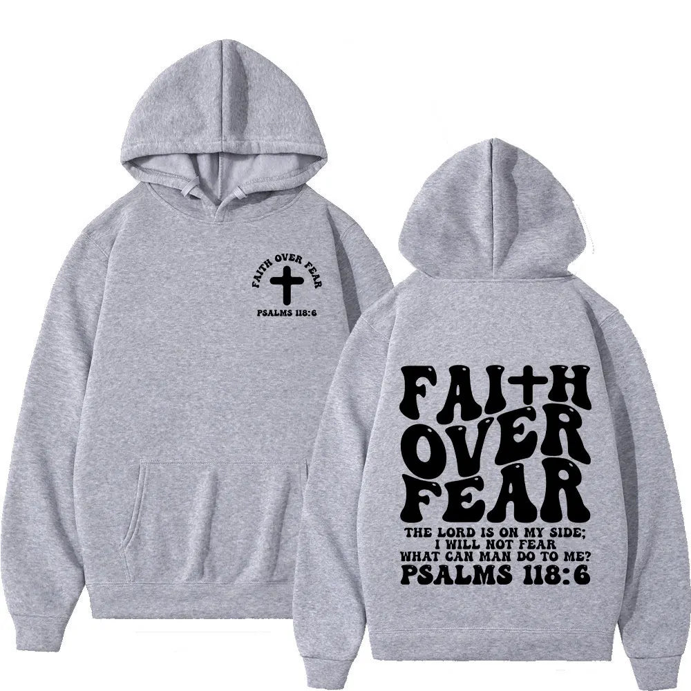 Psalm 118:6 Faith Over Fear Oversized Christian Hoodie