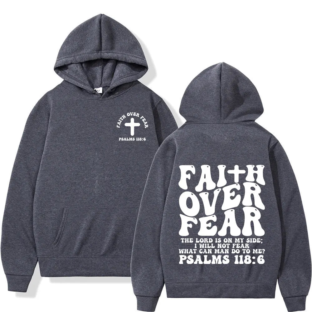 Psalm 118:6 Faith Over Fear Oversized Christian Hoodie