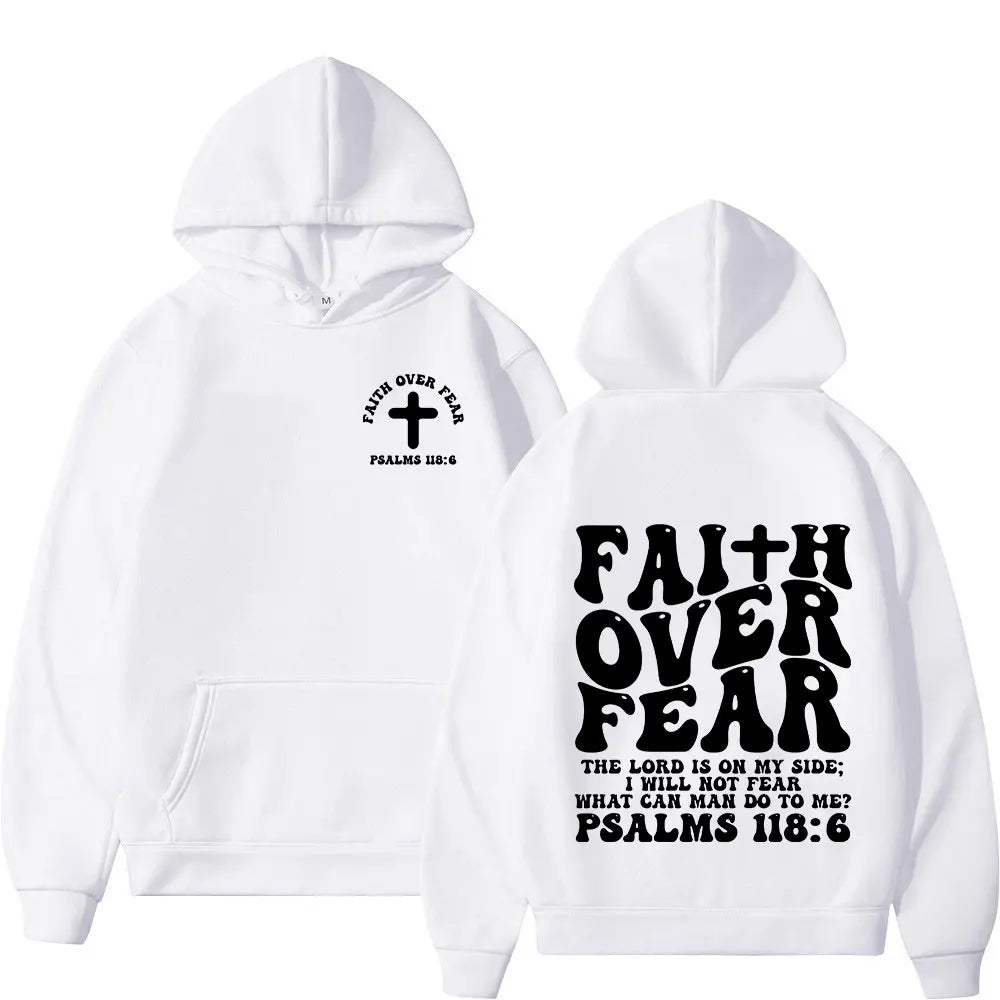 Psalm 118:6 Faith Over Fear Oversized Christian Hoodie