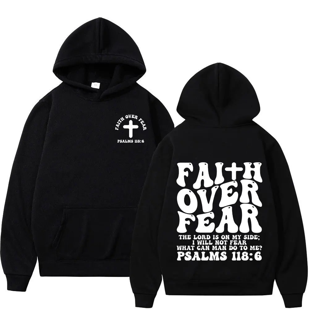 Psalm 118:6 Faith Over Fear Oversized Christian Hoodie