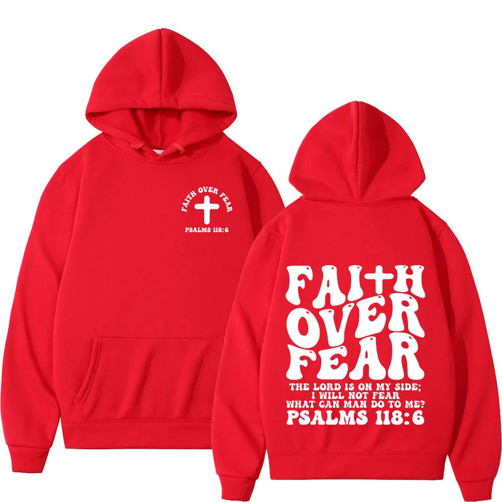 Psalm 118:6 Faith Over Fear Oversized Christian Hoodie