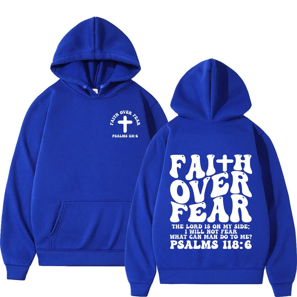 Psalm 118:6 Faith Over Fear Oversized Christian Hoodie