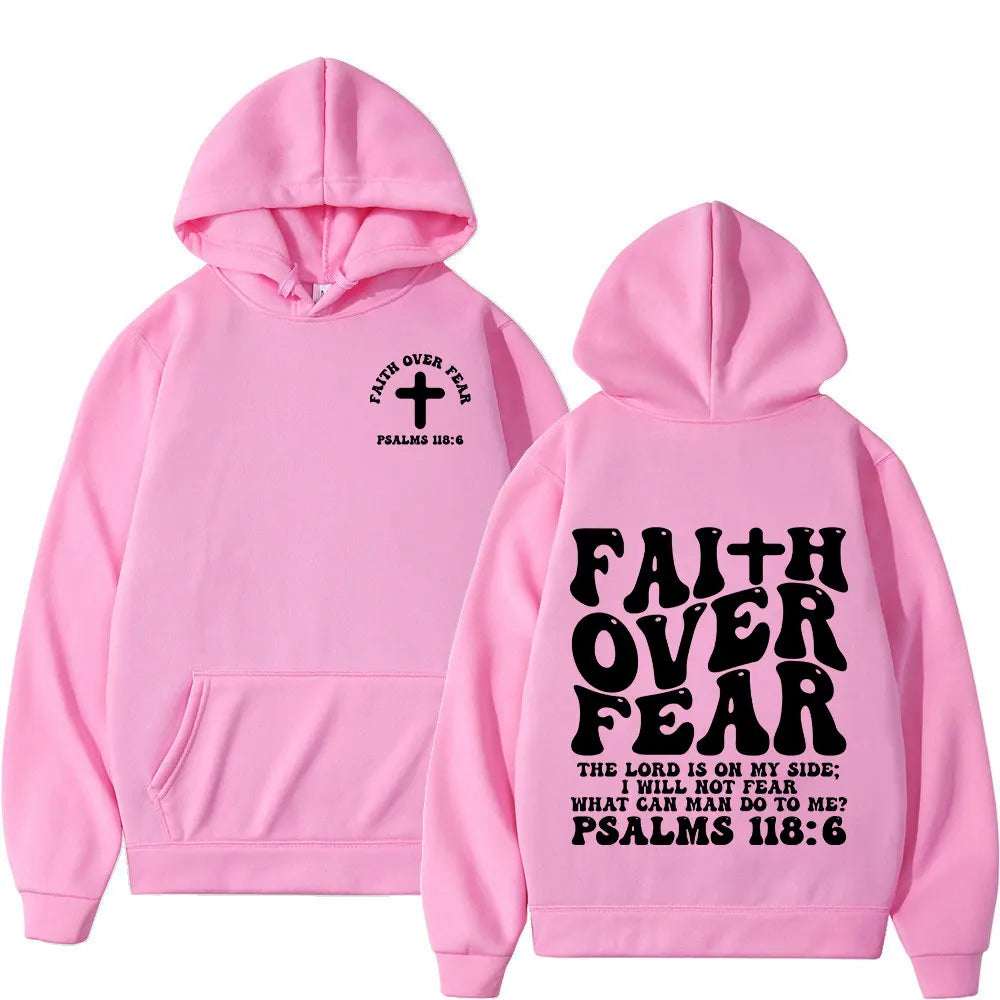 Psalm 118:6 Faith Over Fear Oversized Christian Hoodie