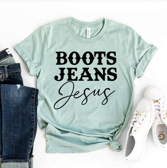 Boots Jeans Jesus Christian T-Shirt