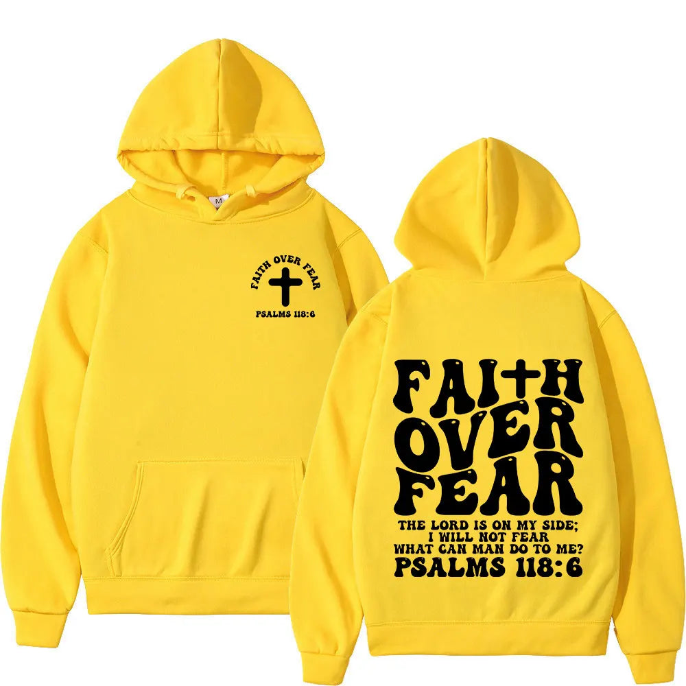 Psalm 118:6 Faith Over Fear Oversized Christian Hoodie